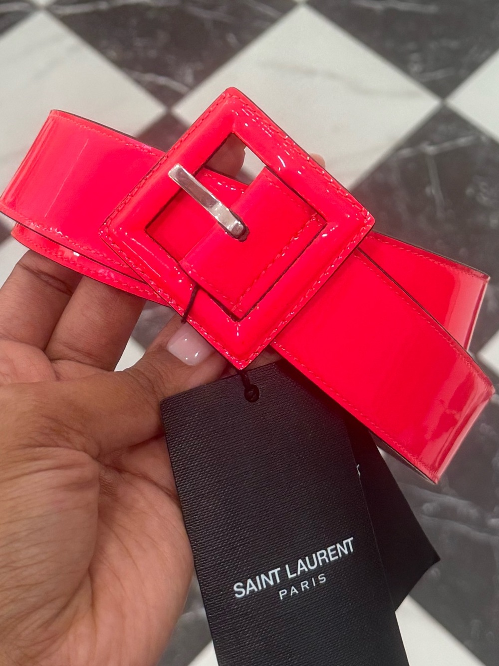 Saint Laurent Neon Patent Leather Belt